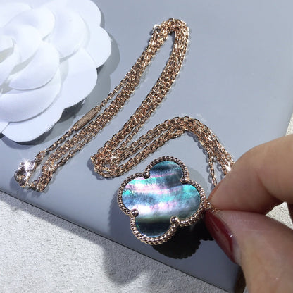 ¡®Lume Jewels¡¯CLOVER 25MM GOLD DARK MOP BIG CLOVER NECKLACE