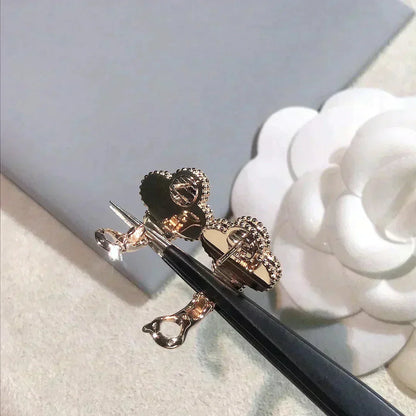 ¡®Lume Jewels¡¯CLOVER MEDIUM 1 MOTIFS  PINK MOP DIAMOND EARRINGS