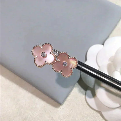 ¡®Lume Jewels¡¯CLOVER MEDIUM 1 MOTIFS  PINK MOP DIAMOND EARRINGS