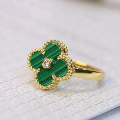 ¡®Lume Jewels¡¯CLOVER MALACHITE RING GOLD DIAMOND