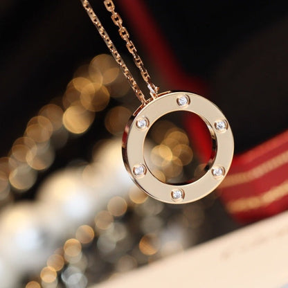 ¡®Lume Jewels¡¯LOVE NECKLACE 16MM 6 DIAMONDS PINK GOLD