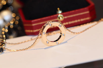 ¡®Lume Jewels¡¯LOVE NECKLACE 16MM 6 DIAMONDS PINK GOLD