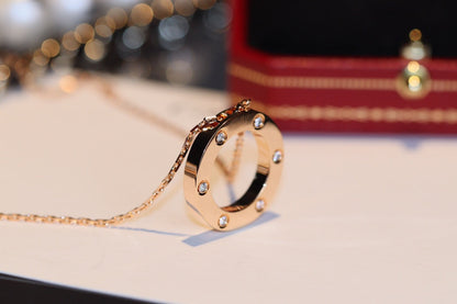 ¡®Lume Jewels¡¯LOVE NECKLACE 16MM 6 DIAMONDS PINK GOLD