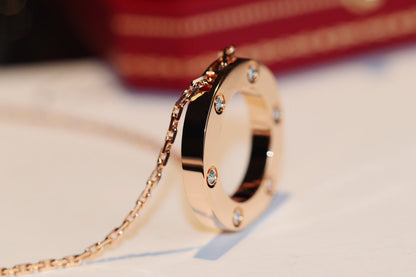 ¡®Lume Jewels¡¯LOVE NECKLACE 16MM 6 DIAMONDS PINK GOLD