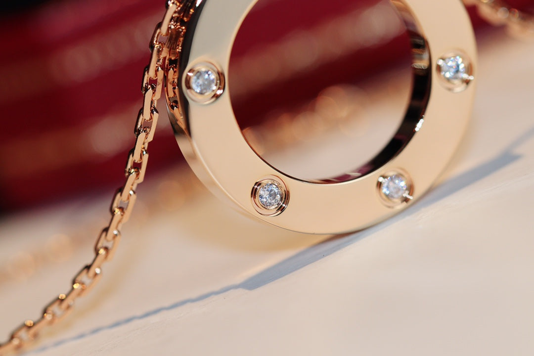 ¡®Lume Jewels¡¯LOVE NECKLACE 16MM 6 DIAMONDS PINK GOLD