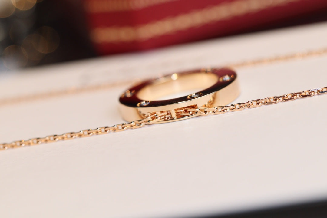 ¡®Lume Jewels¡¯LOVE NECKLACE 16MM 6 DIAMONDS PINK GOLD
