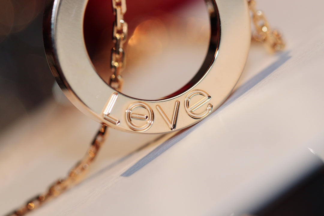 ¡®Lume Jewels¡¯LOVE NECKLACE 16MM 6 DIAMONDS PINK GOLD