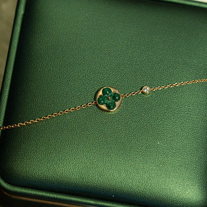 ¡®Lume Jewels¡¯SUN MALACHITE 1 DIAMOND PINK GOLD BRACELET