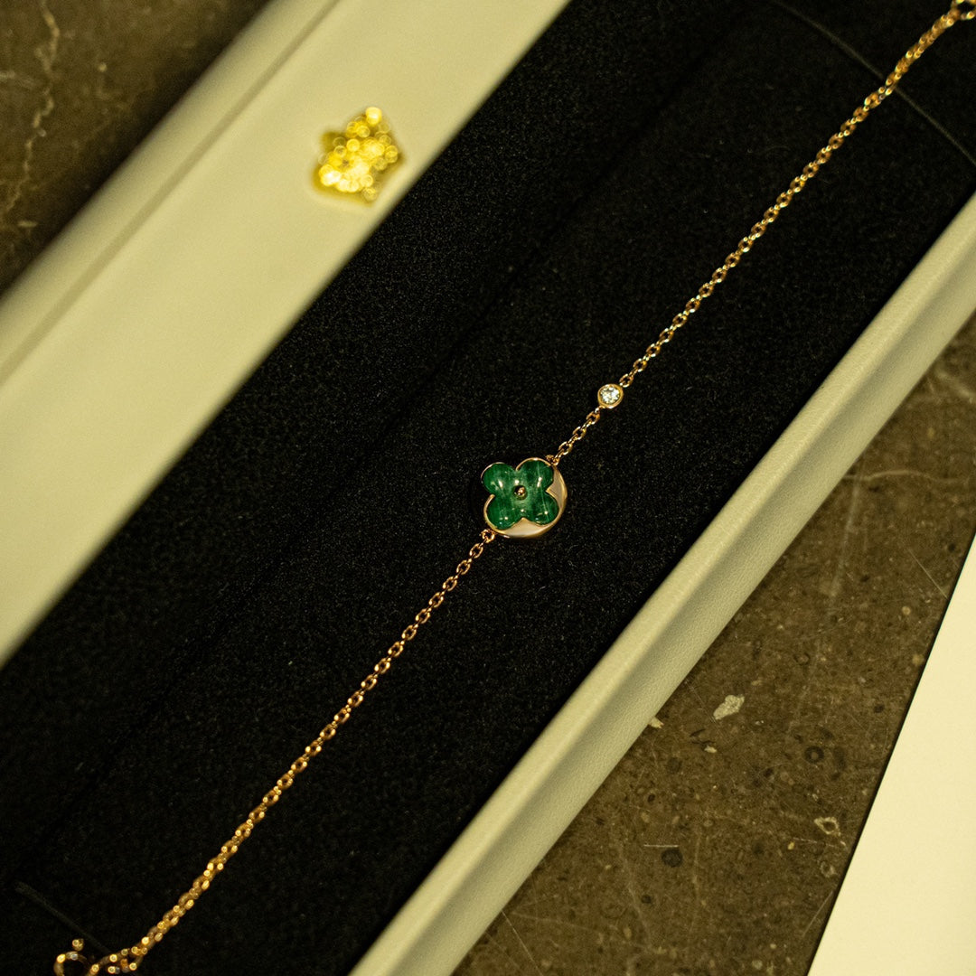 ¡®Lume Jewels¡¯SUN MALACHITE 1 DIAMOND PINK GOLD BRACELET