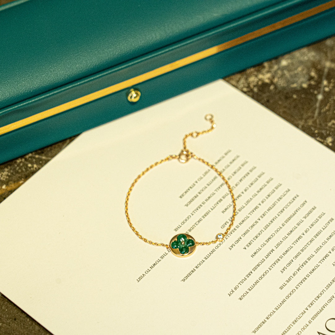 ¡®Lume Jewels¡¯SUN MALACHITE 1 DIAMOND PINK GOLD BRACELET