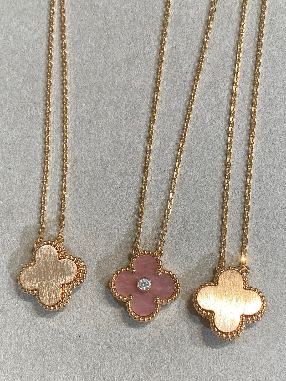 ¡®Lume Jewels¡¯CLOVER 15MM DIAMOND RHODONITE NECKLACE