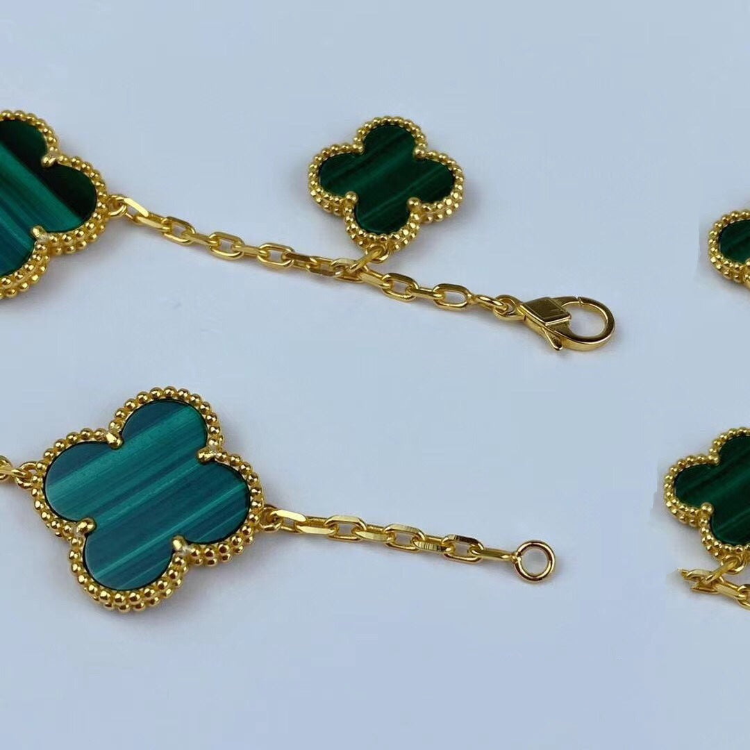 ¡®Lume Jewels¡¯MAGIC CLOVER MALACHITE GOLD BRACELET 5 MOTIFS
