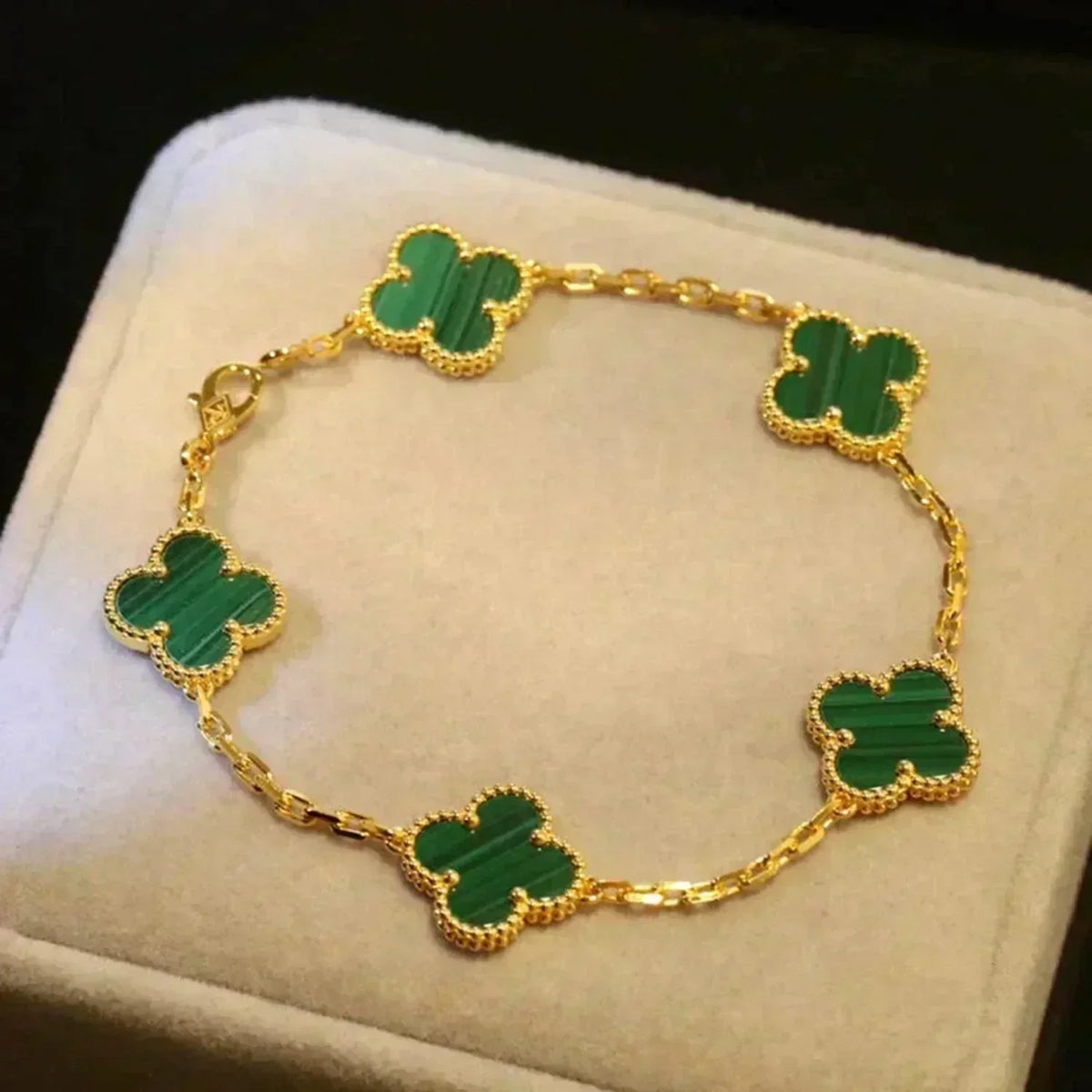 [Lume Jewels]New  CLOVER 5 MOTIF MALACHITE BRACELET COLLECTION