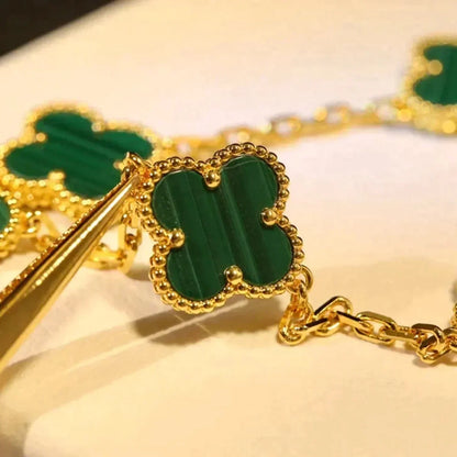 [Lume Jewels]New  CLOVER 5 MOTIF MALACHITE BRACELET COLLECTION