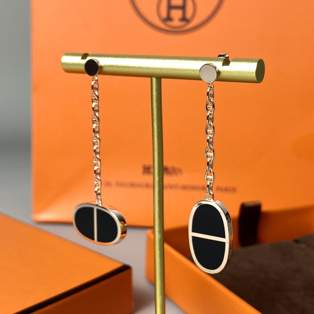 ¡®Lume Jewels¡¯CHAINE VERSO BLACK CERAMIC EARRINGS