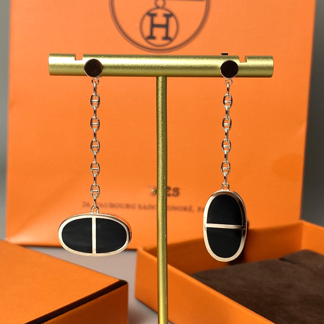 ¡®Lume Jewels¡¯CHAINE VERSO BLACK CERAMIC EARRINGS