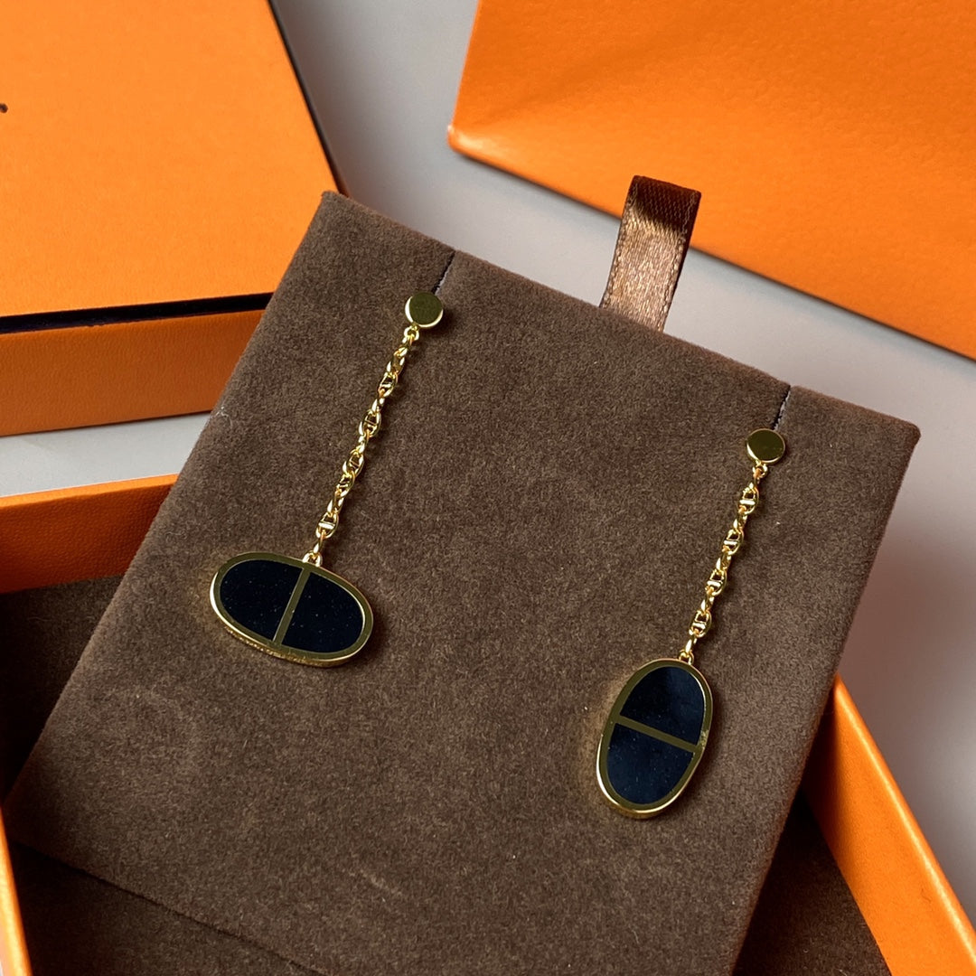¡®Lume Jewels¡¯CHAINE VERSO BLACK CERAMIC EARRINGS