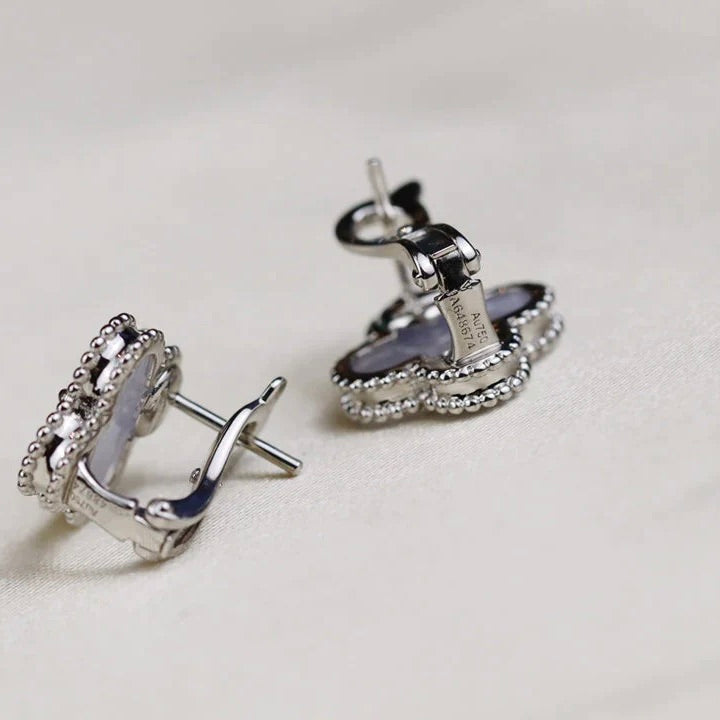 ¡®Lume Jewels¡¯CLOVER MEDIUM 1 MOTIFS  WHITE MOP EARRINGS SILVER