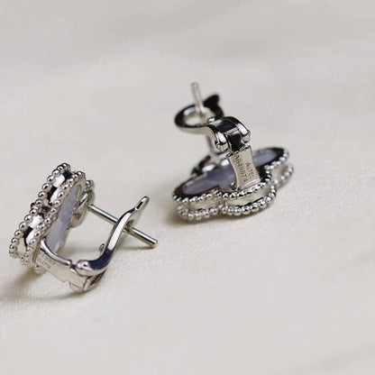 ¡®Lume Jewels¡¯CLOVER MEDIUM 1 MOTIFS  WHITE MOP EARRINGS SILVER
