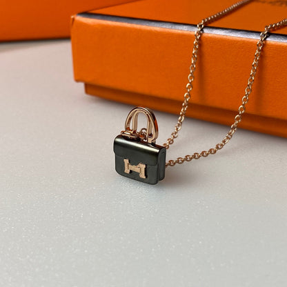 ¡®Lume Jewels¡¯CONSTANCE BLACK PEDANT PINK GOLD NECKLACE
