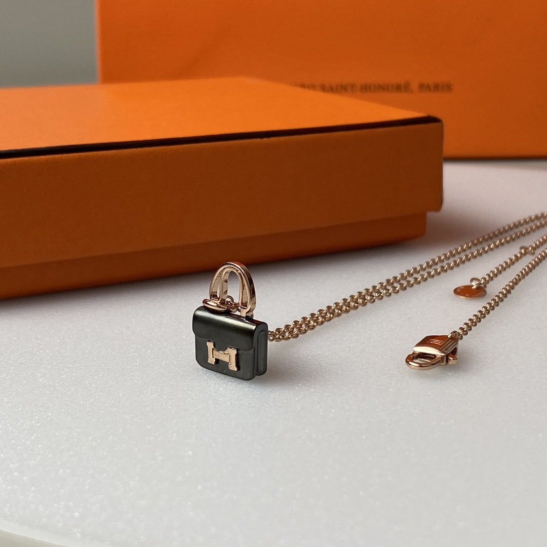 ¡®Lume Jewels¡¯CONSTANCE BLACK PEDANT PINK GOLD NECKLACE