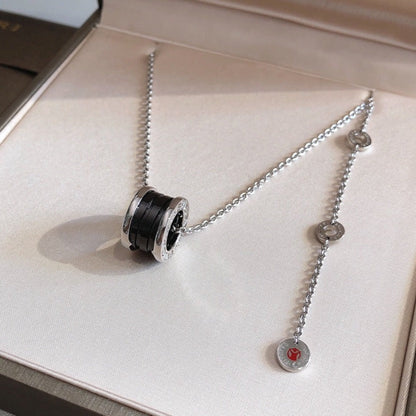 [Lume Jewels]ZERO 1 BLACK CERAMIC SILVER NECKLACE