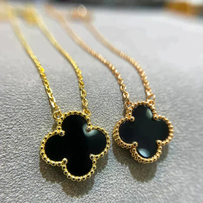 ¡®Lume Jewels¡¯CLOVER 15MM BLACK ONYX SINGLE FLOWER NECKLACE