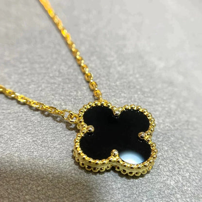 ¡®Lume Jewels¡¯CLOVER 15MM BLACK ONYX SINGLE FLOWER NECKLACE