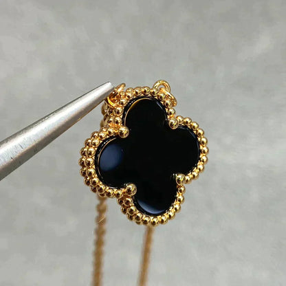 ¡®Lume Jewels¡¯CLOVER 15MM BLACK ONYX SINGLE FLOWER NECKLACE