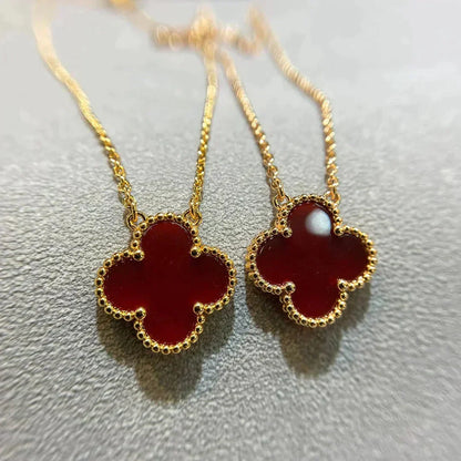 ¡®Lume Jewels¡¯CLOVER 15MM CARNELIAN SINGLE FLOWER NECKLACE