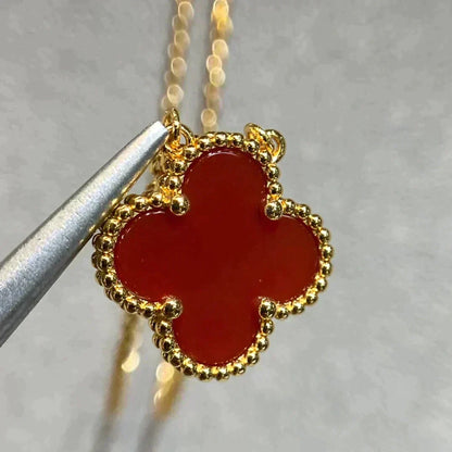 ¡®Lume Jewels¡¯CLOVER 15MM CARNELIAN SINGLE FLOWER NECKLACE