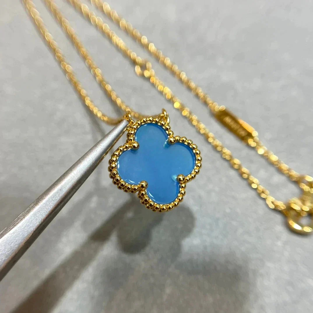 ¡®Lume Jewels¡¯CLOVER 15MM BLUE AGATE NECKLACE