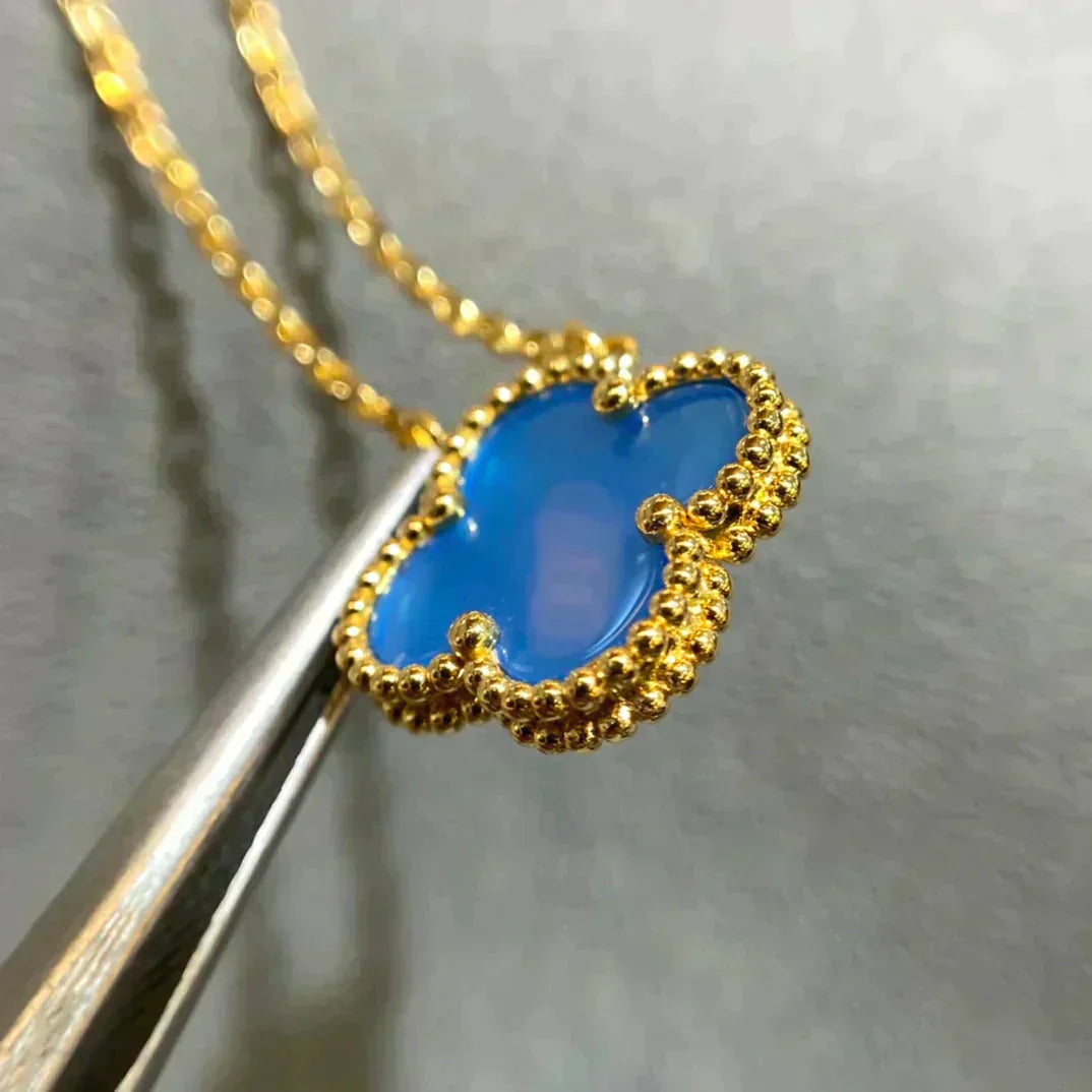 ¡®Lume Jewels¡¯CLOVER 15MM BLUE AGATE NECKLACE