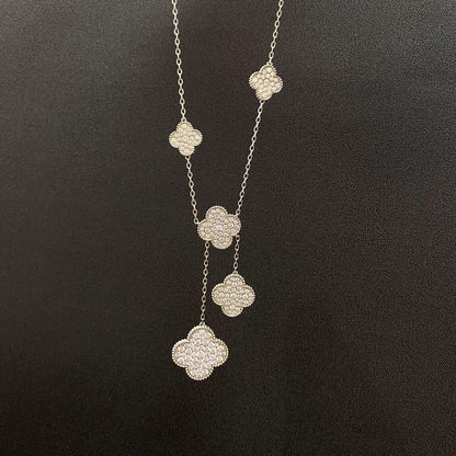 ¡®Lume Jewels¡¯CLOVER 5 MOTIFS SILVER DIAMONDS NECKLACE
