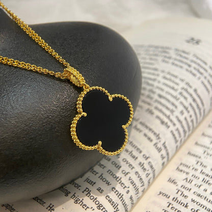 ¡®Lume Jewels¡¯CLOVER 25MM NECKLACE GOLD ONYX