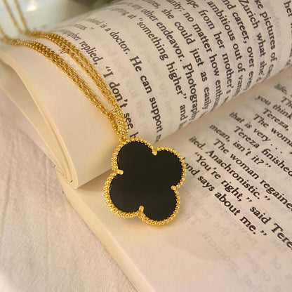 ¡®Lume Jewels¡¯CLOVER 25MM NECKLACE GOLD ONYX