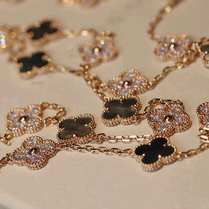 ¡®Lume Jewels¡¯CLOVER 20 MOTIFS DARK MOP DIAMOND  NECKLACE