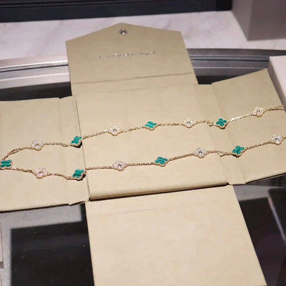 ¡®Lume Jewels¡¯CLOVER 20 MOTIFS MALACHITE DIAMOND NECKLACE