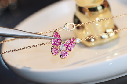 ¡®Lume Jewels¡¯BUTTERFLY RED DIAMOND ROSE GOLD NECKLACE