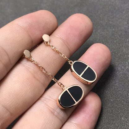¡®Lume Jewels¡¯CHAINE VERSO BLACK CERAMIC SILVER EARRINGS