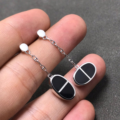 ¡®Lume Jewels¡¯CHAINE VERSO BLACK CERAMIC SILVER EARRINGS