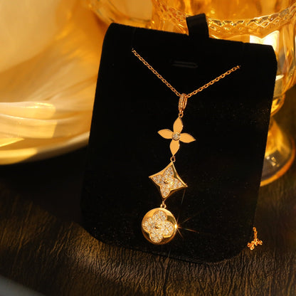 ¡®Lume Jewels¡¯STAR AND SUN DIAMOND PINK GOLD NECKLACE