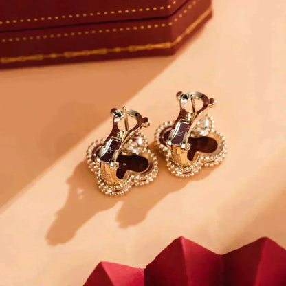 ¡®Lume Jewels¡¯CLOVER MEDIUM 1 MOTIFS CARNELIAN  EARRINGS