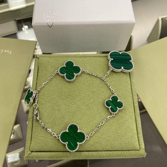 ¡®Lume Jewels¡¯CLOVER 5 MOTIFS SIVLER MALACHITE BRACELET