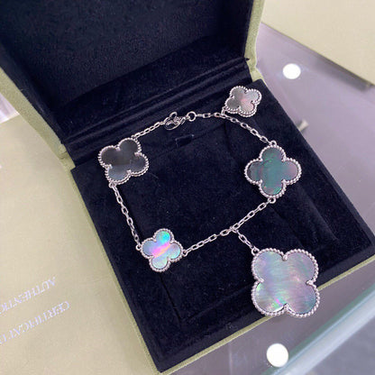 ¡®Lume Jewels¡¯CLOVER 5 MOTIFS SIVLER DARK MOP BRACELET
