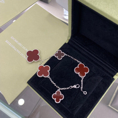 ¡®Lume Jewels¡¯CLOVER 5 MOTIFS SIVLER CARNELIAN BRACELET