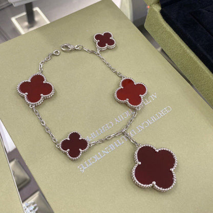 ¡®Lume Jewels¡¯CLOVER 5 MOTIFS SIVLER CARNELIAN BRACELET