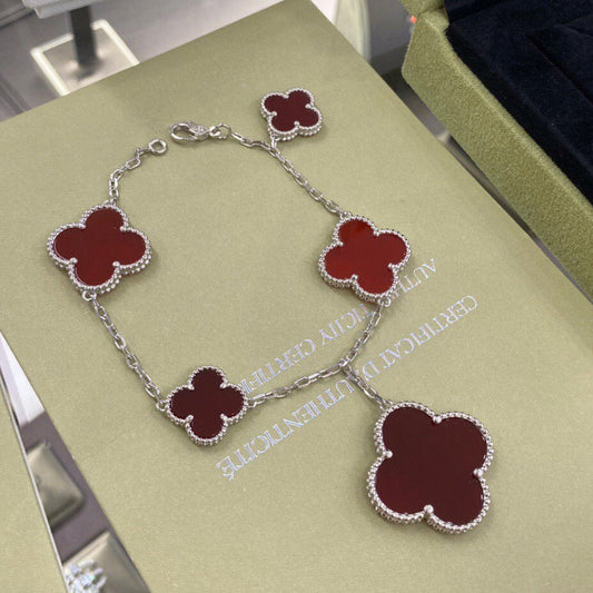 ¡®Lume Jewels¡¯CLOVER 5 MOTIFS SIVLER CARNELIAN BRACELET