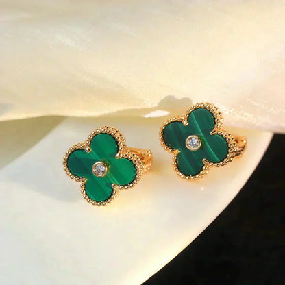 ¡®Lume Jewels¡¯CLOVER MEDIUM 1 MOTIFS MALACHITE DIAMOND EARRINGS