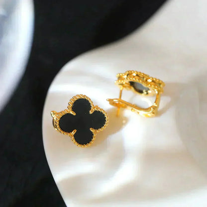 ¡®Lume Jewels¡¯CLOVER MEDIUM 1 MOTIFS  ONYX STUD EARRINGS